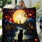 Black Cat At Your Door - Premium Plush Blanket