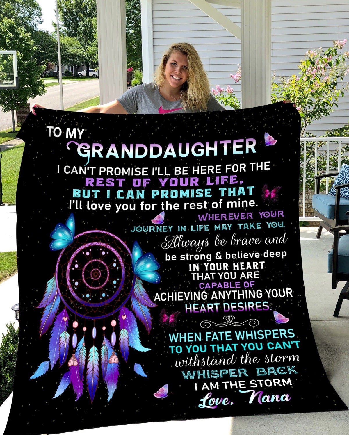 To My Granddaughter - Love Nana | Premium Plush Blanket, Gift Message for Granddaughter