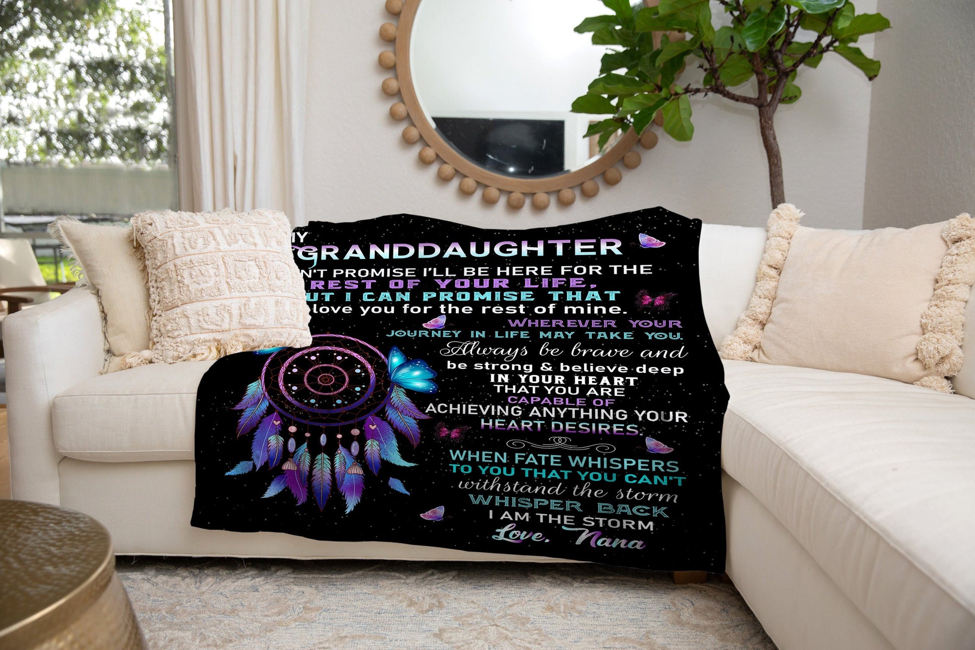 To My Granddaughter - Love Nana | Premium Plush Blanket, Gift Message for Granddaughter