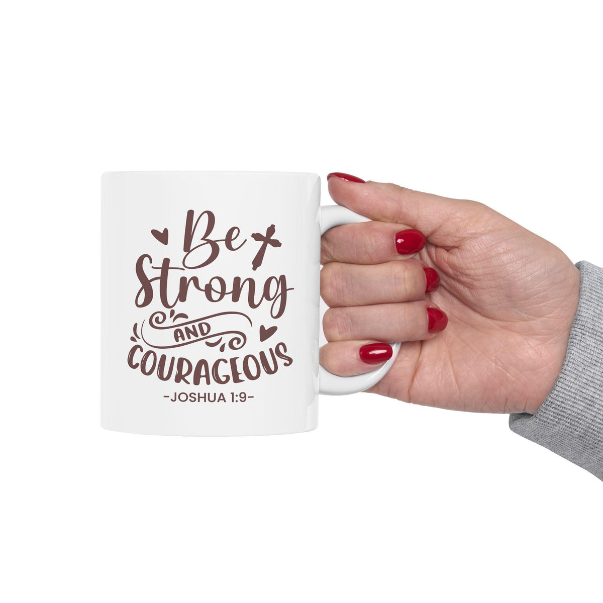 Be Strong and Courageous Mug, Bible Verse Mug, Christian Coffee Cup, Inspirational Religious Gift, Scripture Mug, Encouragement Gift