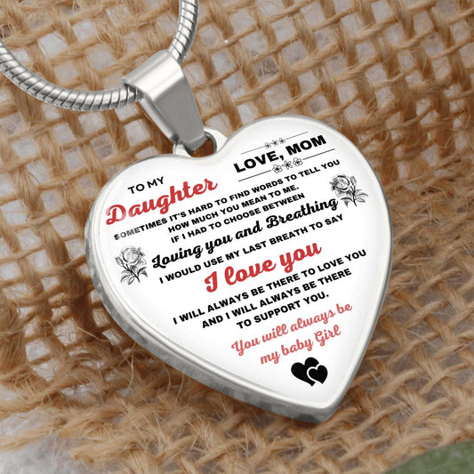 TO MY DAUGHTER | LOVE MOM | HEART NECKLACE