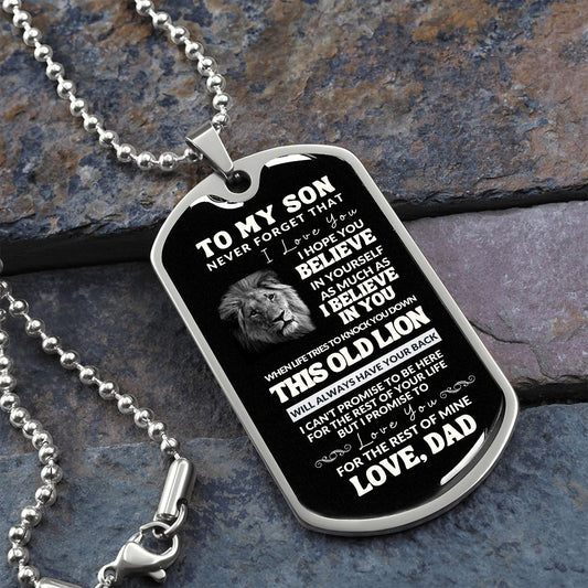 TO MY SON | OLD LION | DOG TAG NECKLACE