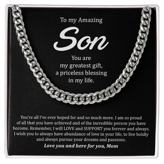My Amazing Son | My Greatest Gift - Cuban Link Chain Necklace
