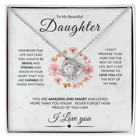 Beautiful Daughter - Amazing and Smart | Love Knot Necklace