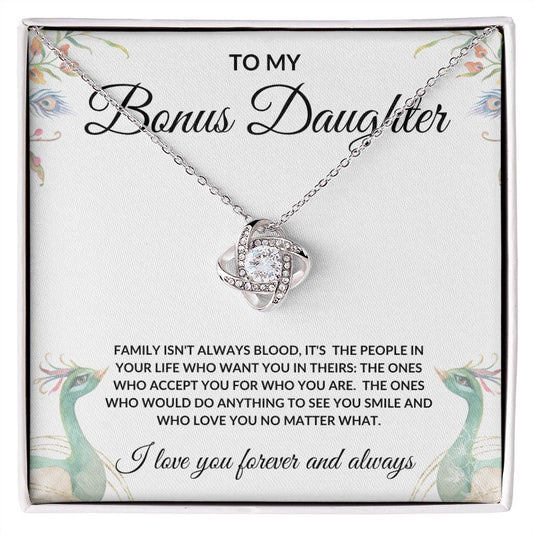 TO MY BONUS DAUGHTER | LOVE YOU FOREVER | LOVE KNOT NECKLACE