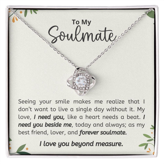 TO MY SOULMATE | YOUR SMILE | LOVE KNOT NECKLACE