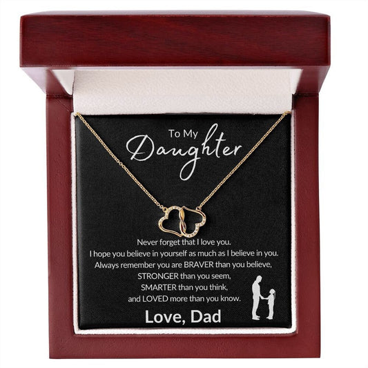 To My Daughter From Dad, Solid Gold with Diamonds Necklace, Father to Daughter Gift, Birthday Gift To Daughter From Dad, Daughter Necklace