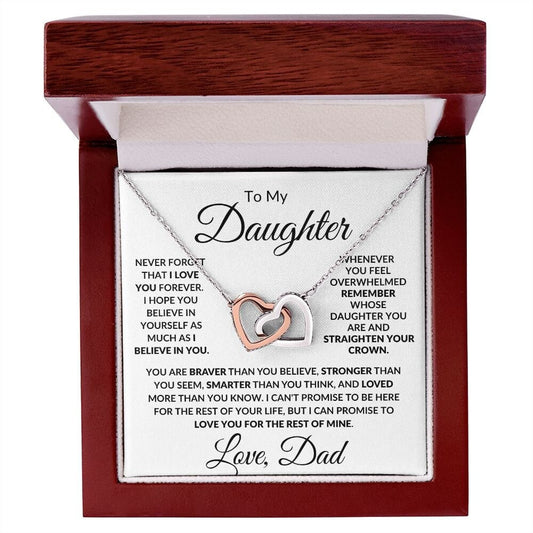 To My Daughter From Dad Interlocking Hearts Necklace, Father to Daughter Gift, Birthday Gift To Daughter From Dad, Daughter Necklace